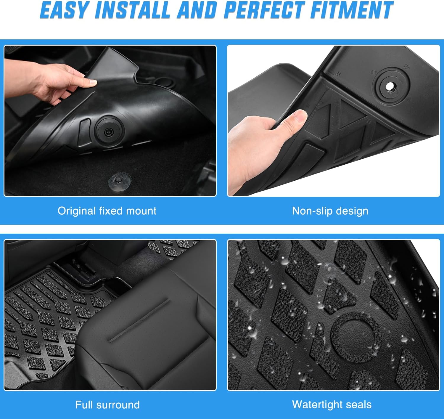 Nilight TPE Floor Mats for Cadillac CT5 2019 2020 2021 2022 2023 2024 All Weather Custom Fit Heavy Duty Floor Liners