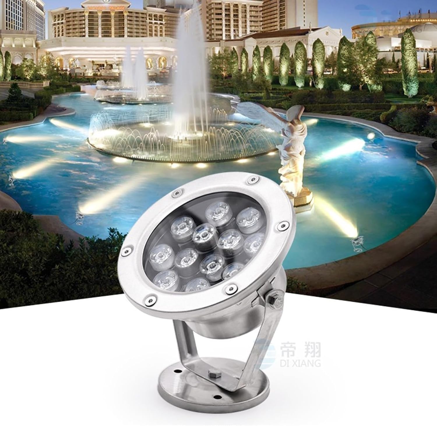 Underwater Lighting - Submersible LED Light, 12V Ground Landscape Lamp, 360° Adjustable Angle Outdoor Recessed Spotlight, IP68 Waterproof Pond Lighting(Warm White,36W)