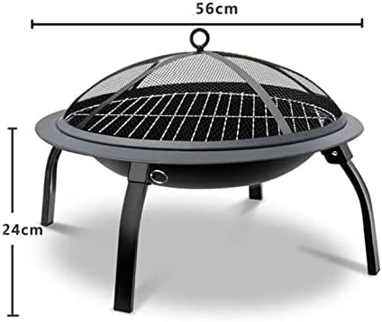 Outdoor Brazier, Portable Outdoor Fire Pit, Outdoor Patio Steel Fire Pit Bowl BBQ Grill for Backyard, Camping, Picnic, Bonfire, Black