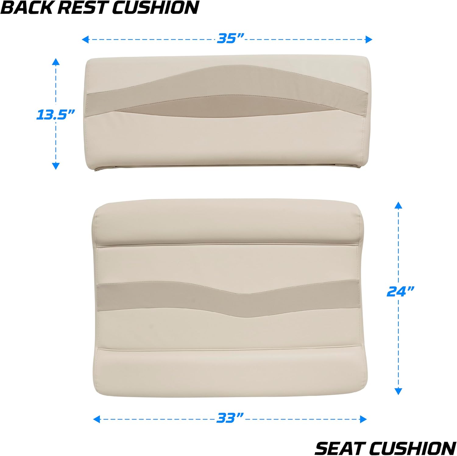 Wise BM1152-1066 Premier Series Pontoon Flip-Flop Seat Cushion Set, Stone/Mocha Java/Khaki