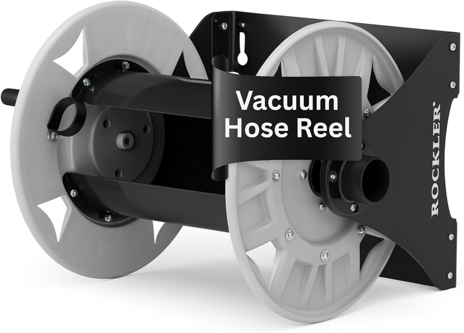 Rockler Shop Vacuum Hose Reel - Holds 40' of 1-1/2'' Vacuum Hose Extension Reel w/Steel Frame - Adjustable Tension Knob, Wall Mount Vacuum Hose Reel - Easy Installation Dust Collector Accessories