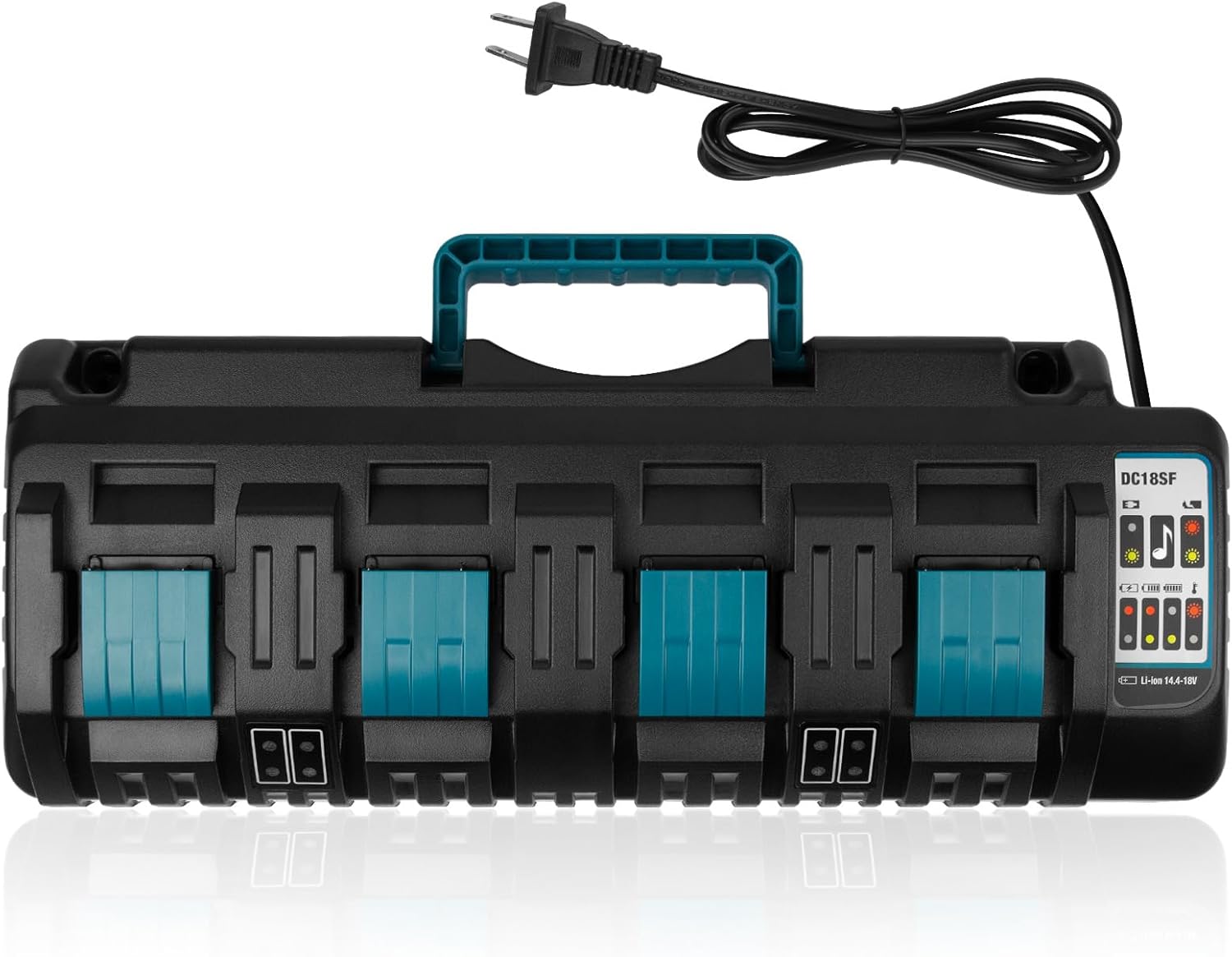 DC18SF 14.4V/18V Rapid 4-Port Charger with USB Ports for Makita 14.4V-18V Battery BL1850B BL1860B BL1430B BL1840B BL1820B & Charger DC18RC DC18RD, Fast Charging for Makita 18V Power Tools