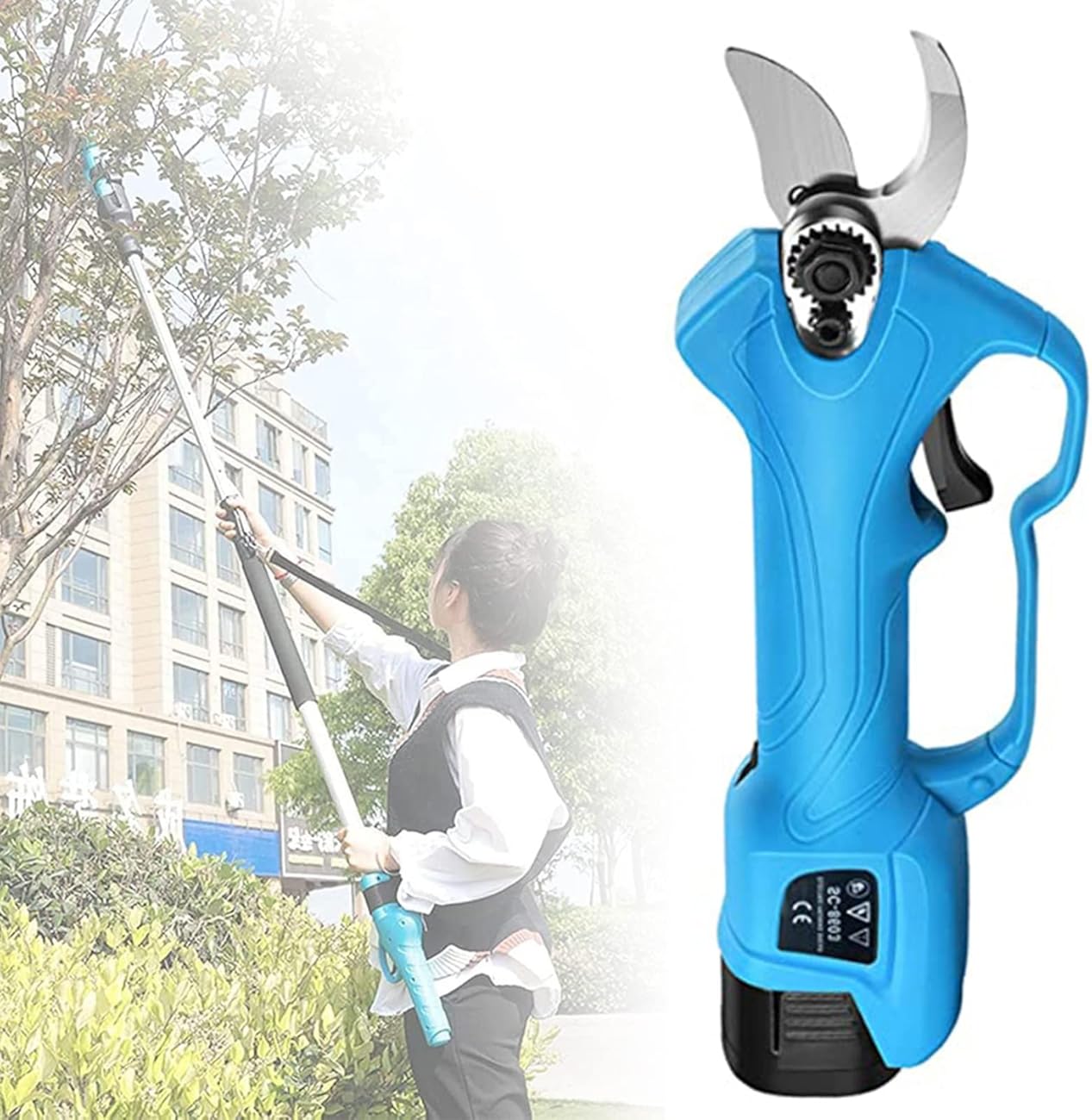 Electric Pruning Shears Charging Type Cordless Electric Pruning Shears Agriculture Electric secateurs Garden Trimmer Tool with Replaceable Lithium Battery and Telescopic Pole