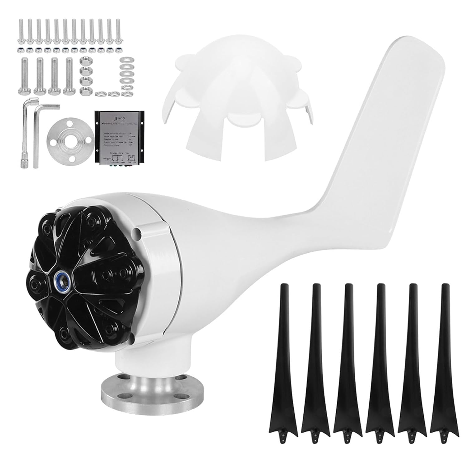 800W Small Windmill Turbines Generator, High Efficiency, 6 Blades, Easy Installation for Boats, Terraces, Cabins (12V)