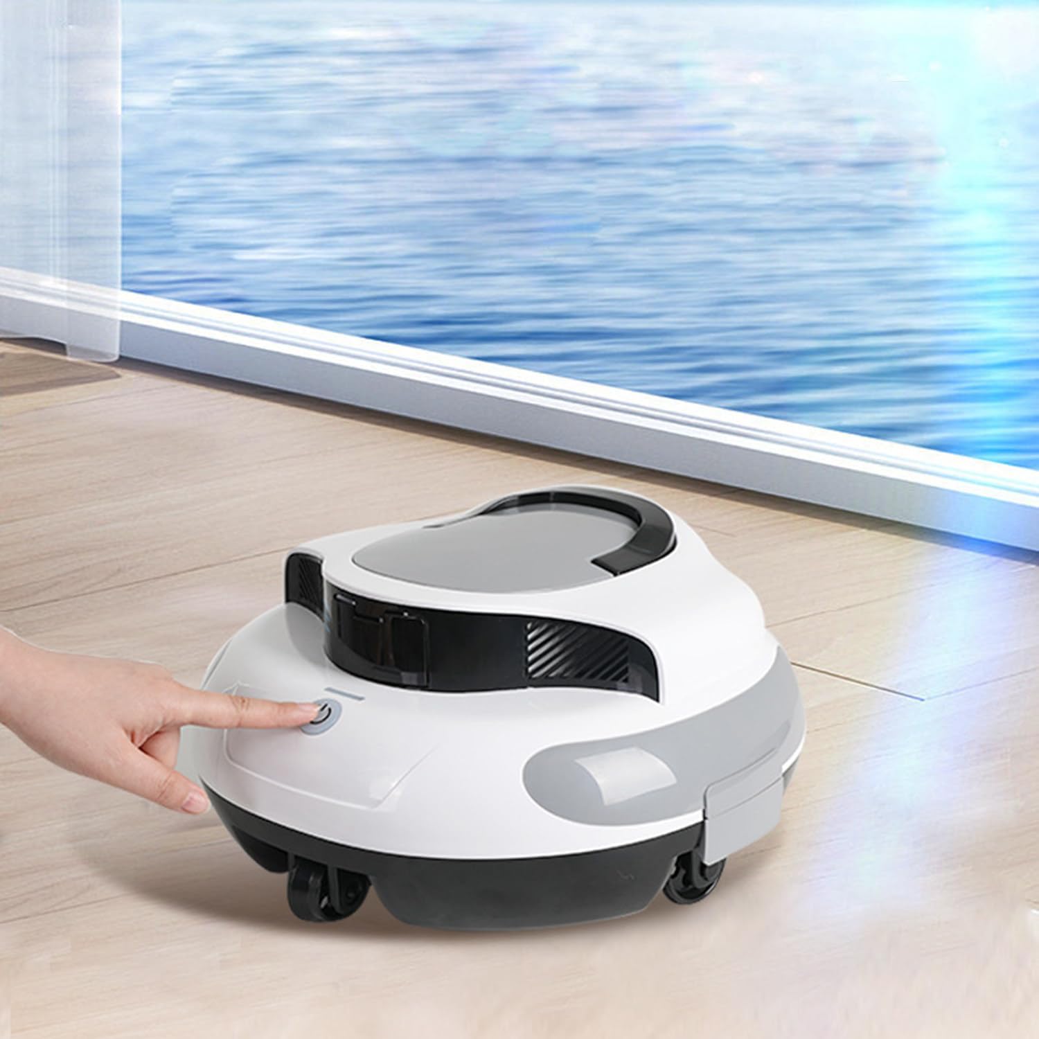 Cordless Pool Vacuum Cleaner, Max Cleaning Area 92㎡, 5000mAH Battery Lasts 100Mins, Self-Parking, IPX8 Waterproof, Above Ground Pool Vacuum