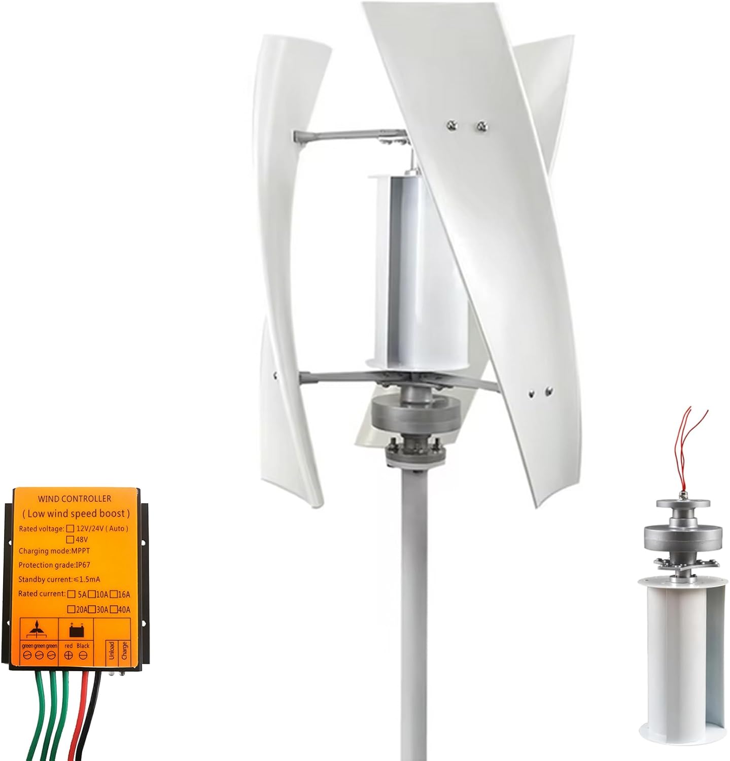 Low Noise 12V 48V 24V 220V Free Energy Wind Turbine Alternator 14000W Wind Power Generator, with MPPT Controller for Solar Hybrid System