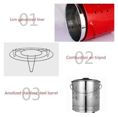 Extra Large Smokeless Stainless Steel Burn Barrel Incinerator with Lid - Outdoor Fire Bin for Garden Waste, Fire Pit, and Eco-Friendly Burning