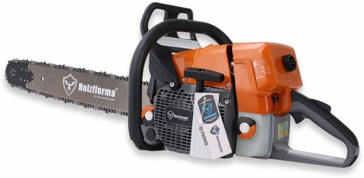 Farmertec 71cc Holzfforma G444 Gasoline Chain Saw Power Head With 25inch bar and chain Normal Handle Bar Orange Dark Grey