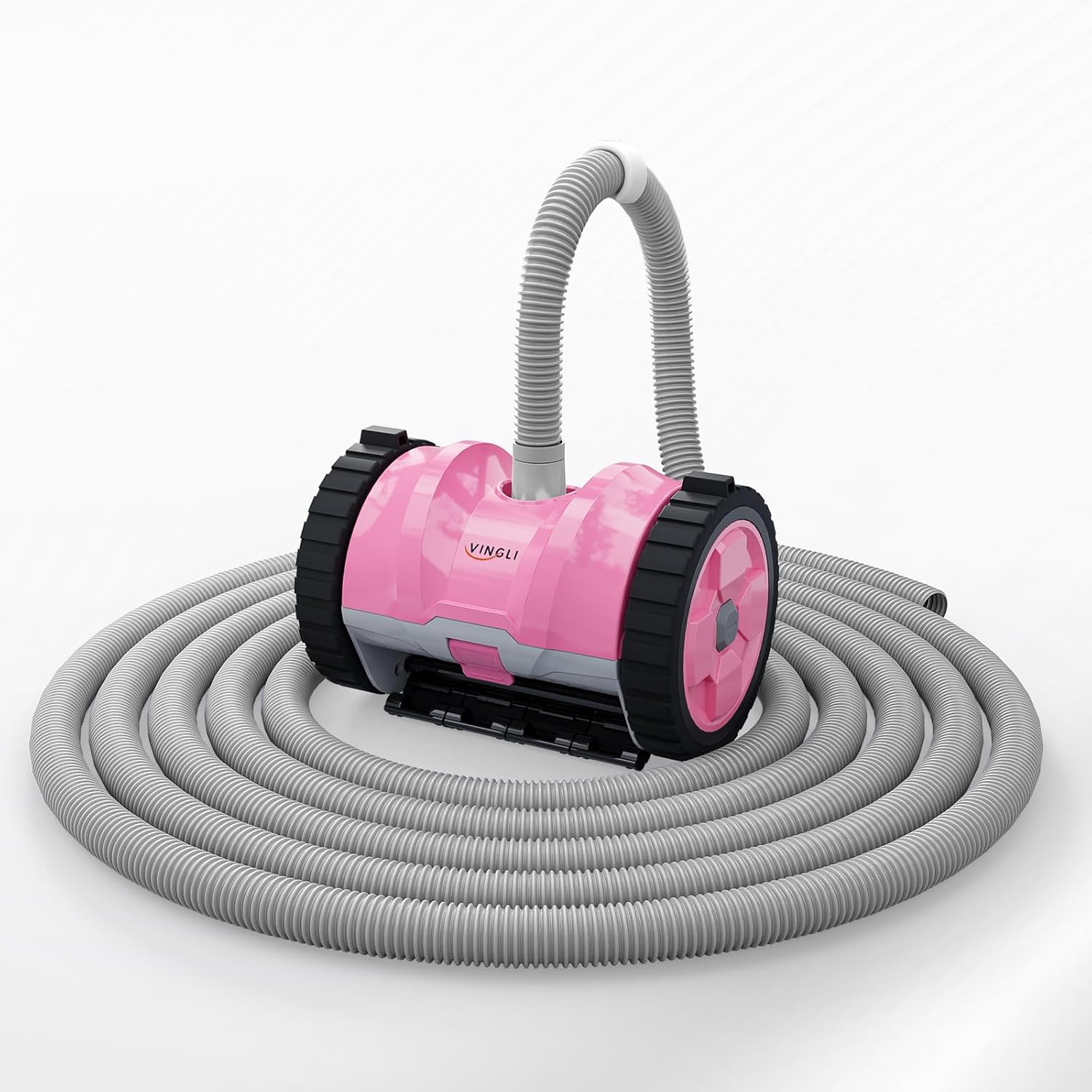 VINGLI Pro Auto Pool Cleaner – Advanced Suction Vacuum for Inground/Above Ground Pools – 40FT Hose, Quiet & Efficient Cleaning – Comfort Pink&Gray