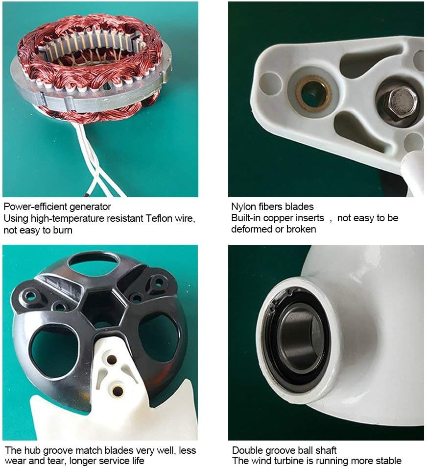 Wind Turbine Generator 24v 200w 3 Blades Low Wind Speed Starting NSK Bearings Garden Street Lights Wind Turbines