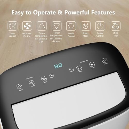 14000 BTU Portable Air Conditioners, 3-in-1 Cooling AC Unit w/Dehumidifier & Fan Mode for Rooms Up to 750 Sq. Ft, Remote Control, Sleep Mode, Low Noise,24H Timer, 3 Speed, Auto Swing for Home,Totel