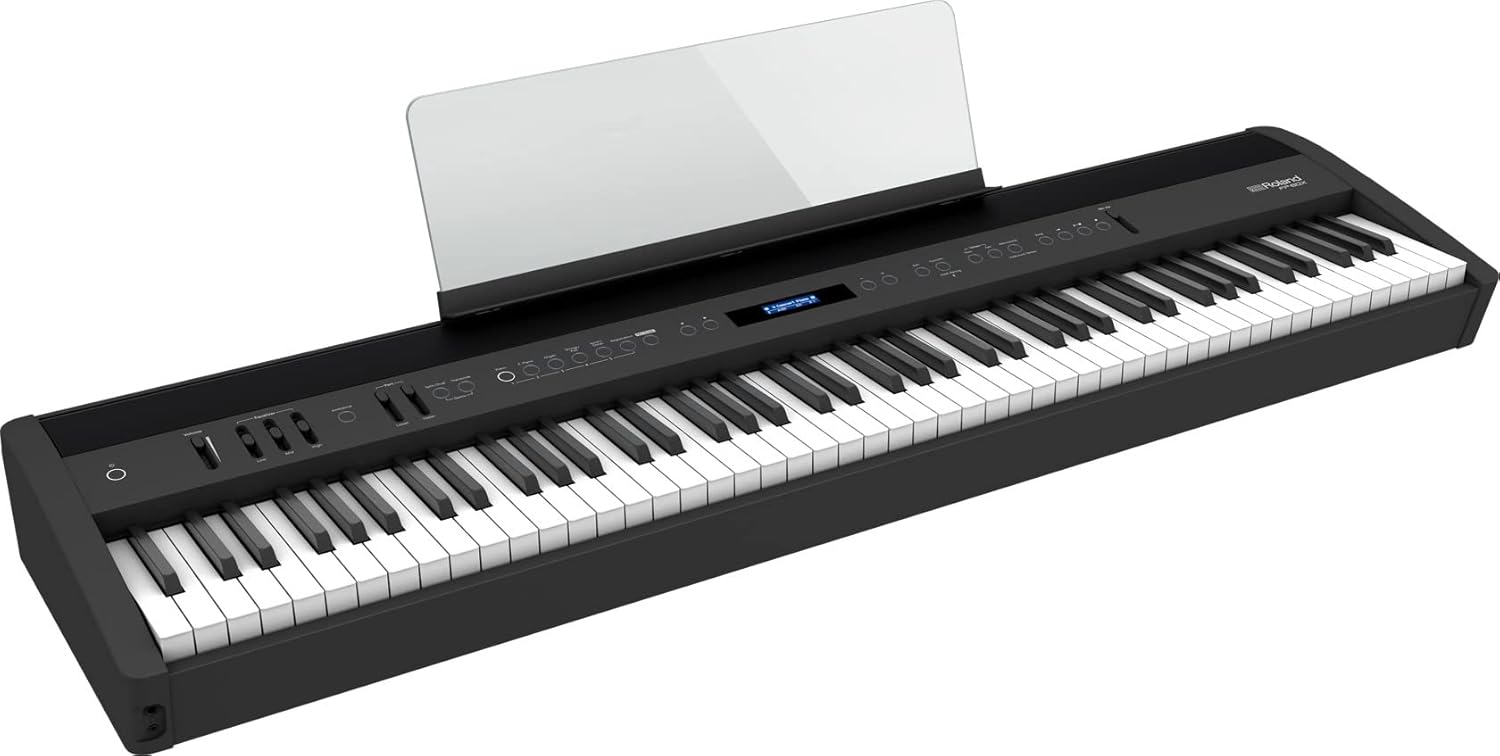 Roland FP-60X 88-Key Digital Piano - Black Bundle with Adjustable Stand, Bench, Sustain Pedal, Online Piano Classes, Instructional DVD, and Austin Bazaar Polishing Cloth