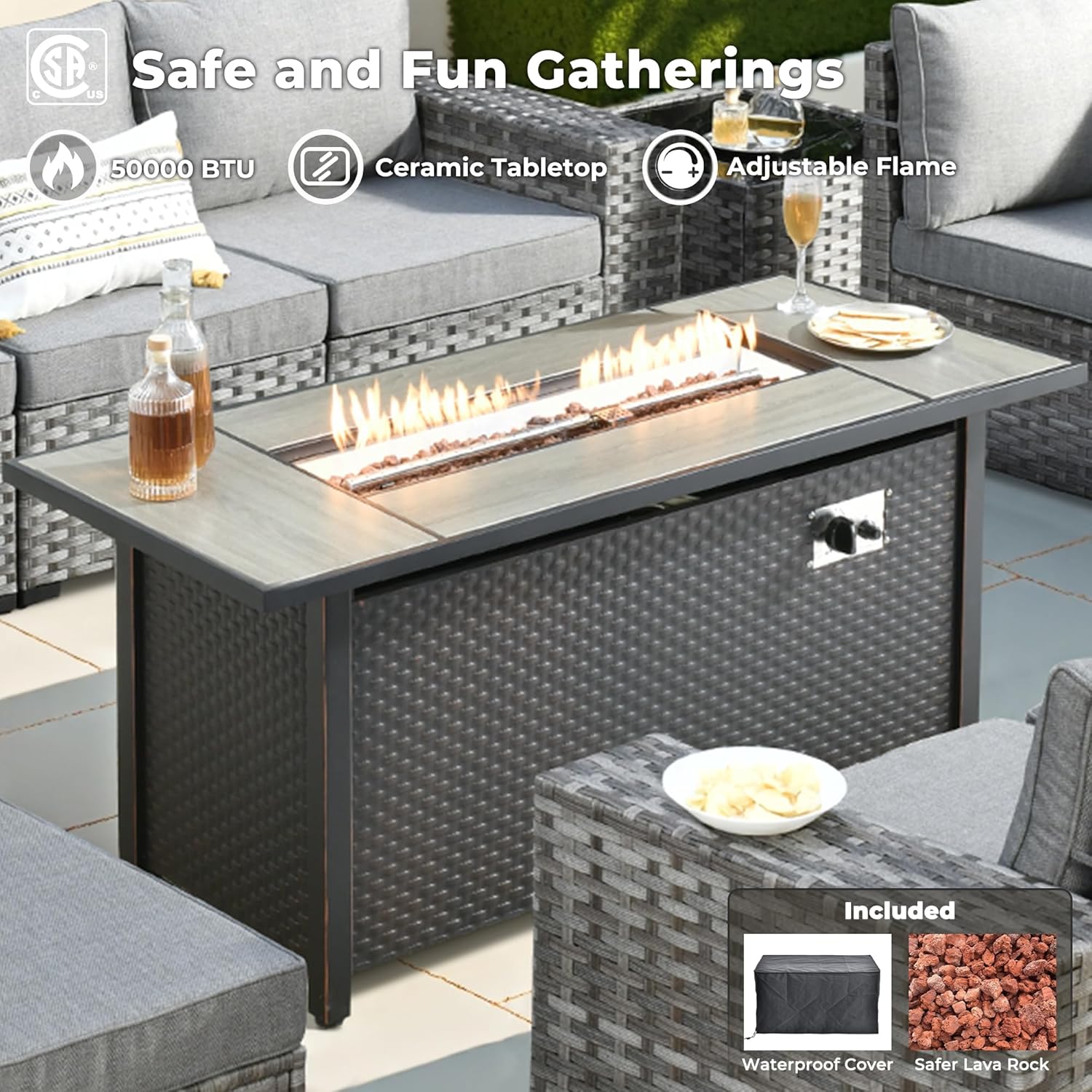 ovios 16 Pieces Patio Furniture Set, Outdoor Wicker Sectional Sofa with 54