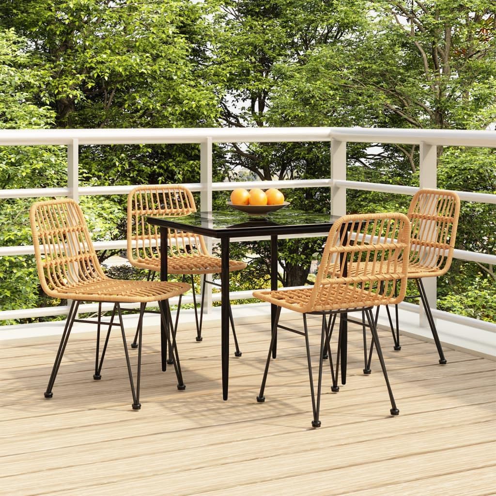 5 Piece Patio Dining Set Poly Rattan Garden Furniture
