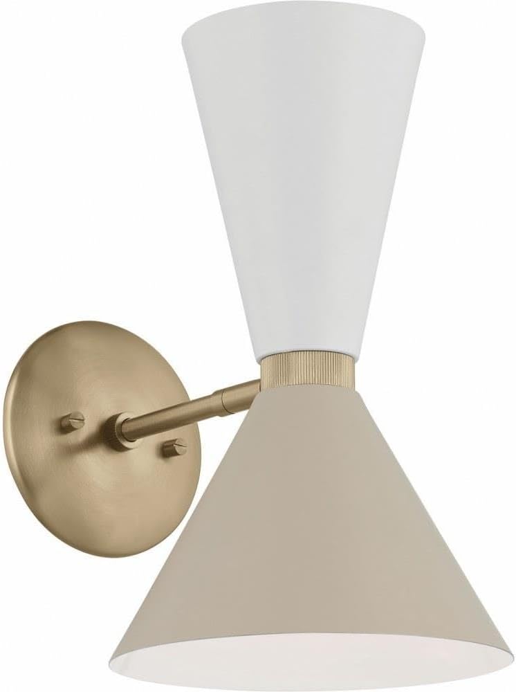 Kichler Phix 13.5 Inch 2 Light Wall Sconce in Champagne Bronze with Greige and White 52570CPZGRG
