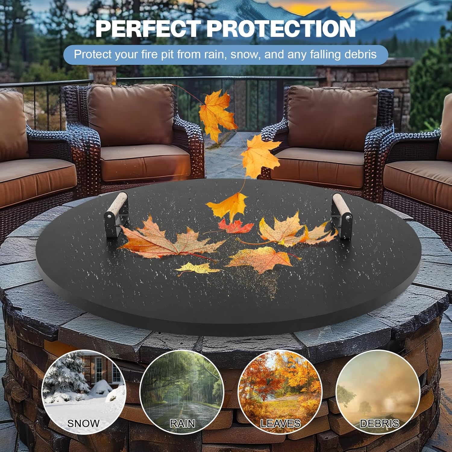 Smokeless Firepit Outdoor-25 Inch Large Smokeless Fire Pits for Outside with Handles, Fire Pit Lid Cover Round - 34