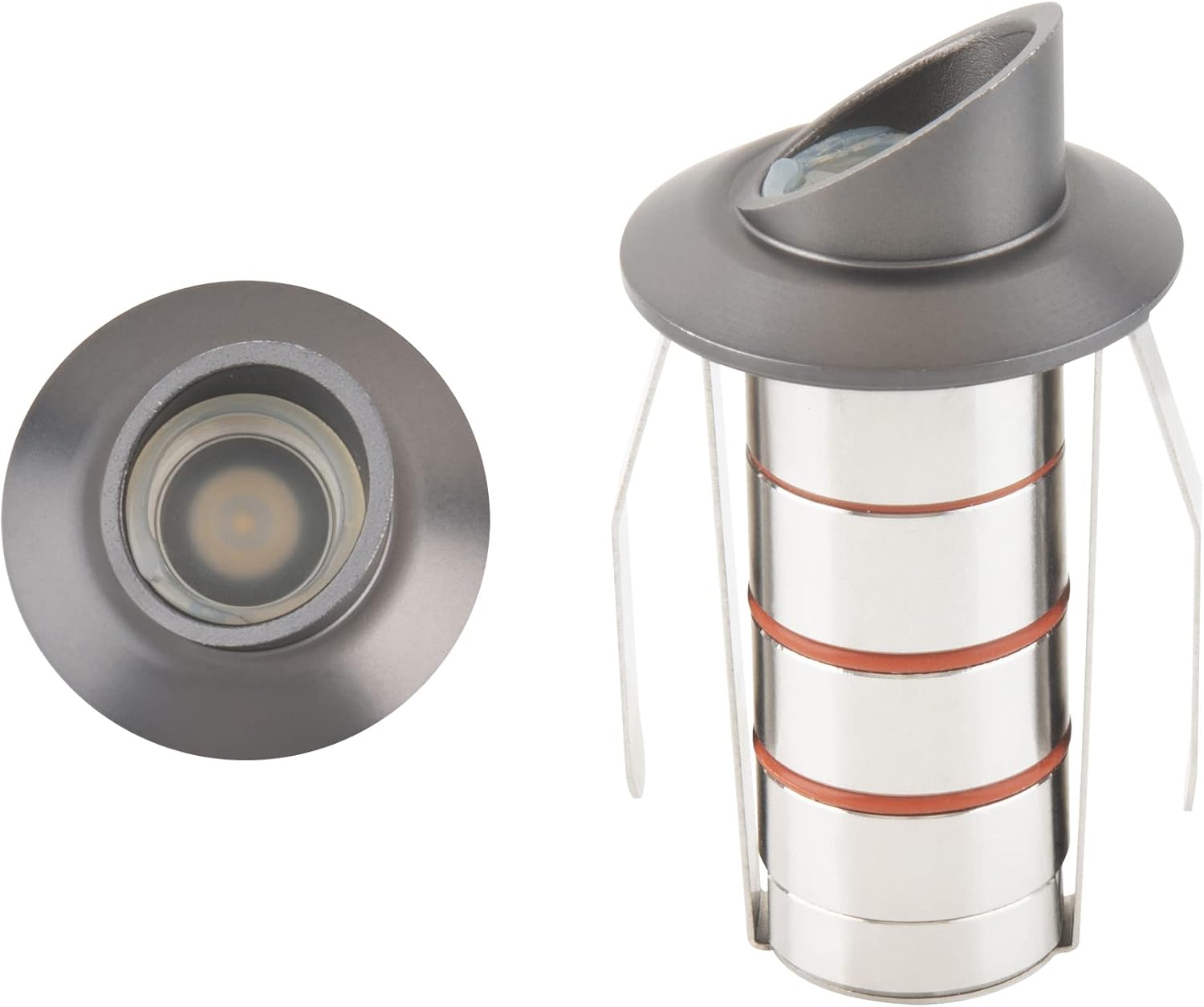 WAC Landscape Lighting, LED 1in 12V Round Shroud Top Inground Indicator Light 3000K in Stainless Steel Coated with Bronze