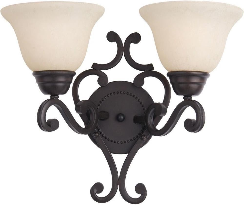 Maxim Manor 2 Light Wall Sconce with Oil Rubbed Bronze Finish and Frosted Ivory Glass