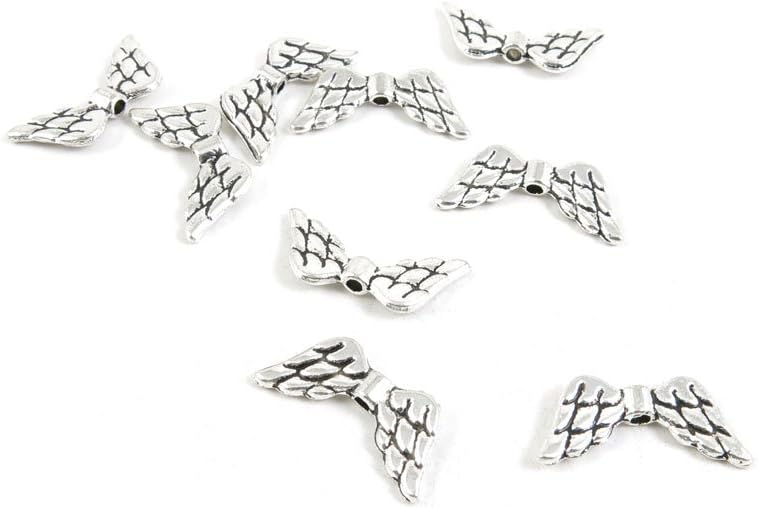 1290 Pieces Antique Silver Tone Jewelry Making Charms Findings Fashion Wholesale Supplies Pendant Lots Bulk Supply Y6ZG8H Angel Wings Loose Beads