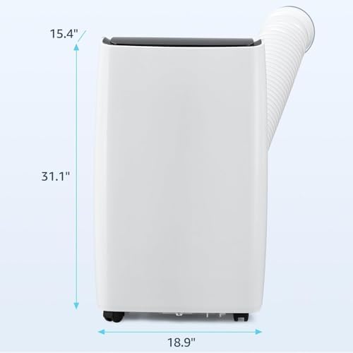 Portable Air Conditioner with Cooling, Dehumidifier and Fan Functions, Standing Cooling, 12000 BTU, Cools Up to 600 Sq. Ft., Remote Control, LED Display, and Window Venting Kit Included