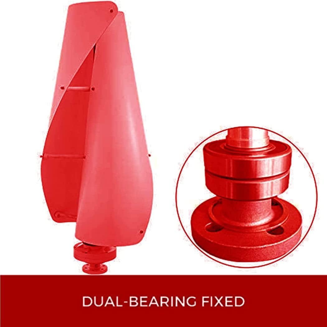 LiuSj JUnSt 10000W Low Noise AC Wind Turbine Generator, 12V 24V 48V 220V Portable Vertical Helix Wind Power Turbine Generator Kit (Red)