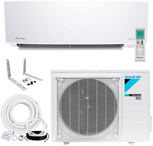 Daikin 12,000 BTU 18 SEER2 Entra R32 Series Ductless Mini Split Heat Pump System w/Maxwell All-Inclusive 25’ Installation Kit and Wall Mounting Bracket (230V), White, RXC12+FTXC12+IKM1438+WAFP24
