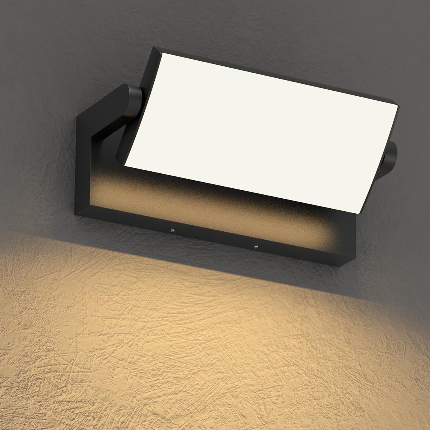 60W Outdoor Wall Light, 3000K Black LED Light Fixture, IP65 Waterproof Exterior Porch Light, Rotatable 360 Adjustable Head Flood Wall Lighting for Yard Porch House