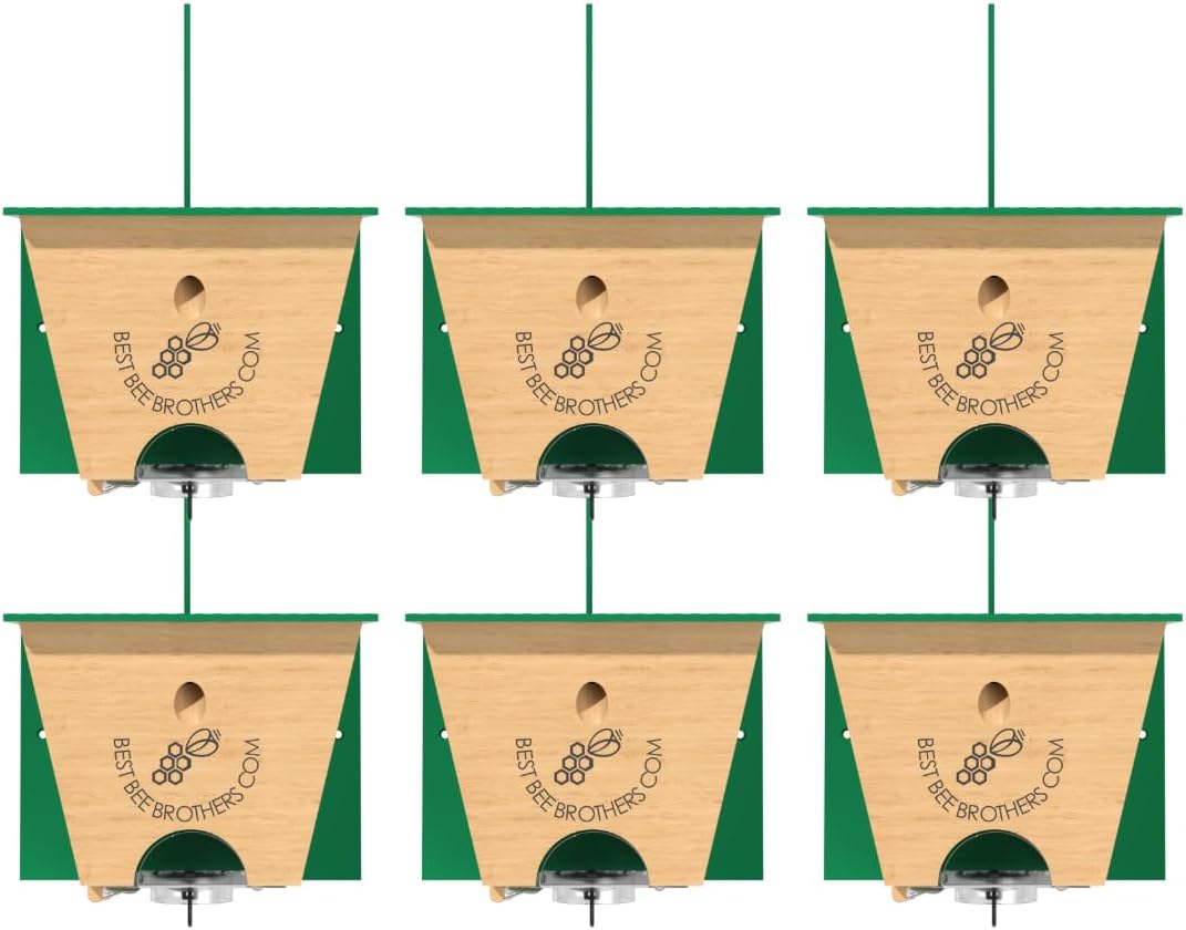 Best Bee Brothers Turbo Trap 2.0, Professional-Grade Carpenter Bee Trap for Outside with Bee Vault, Large Viewport & Spring-Loaded Door, 4.1” W x 4.8” H x 5.9” D