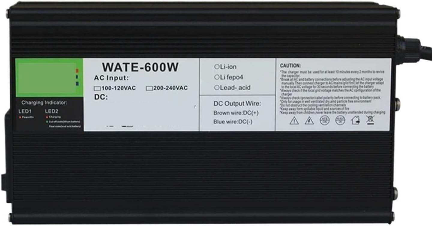 CAARLA Charger Aluminum Lithium Ion Battery 51.1V 10A Charger 14S 44.8V LiFePO4 Battery Smarts Charger Auto-Stop Smarts Tools high Power Charger(XT60,E+U)