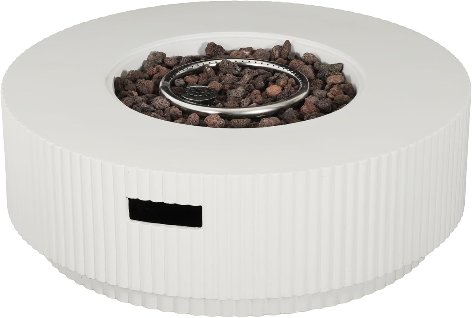 Christopher Knight Home Hearth Lightweight Concrete Tank Table, Outdoor Fire Pit and Tank Holder Set, 40000BTU Round Fire Pit, Concrete Propane Cover and Firepit, No Assembly Needed, White