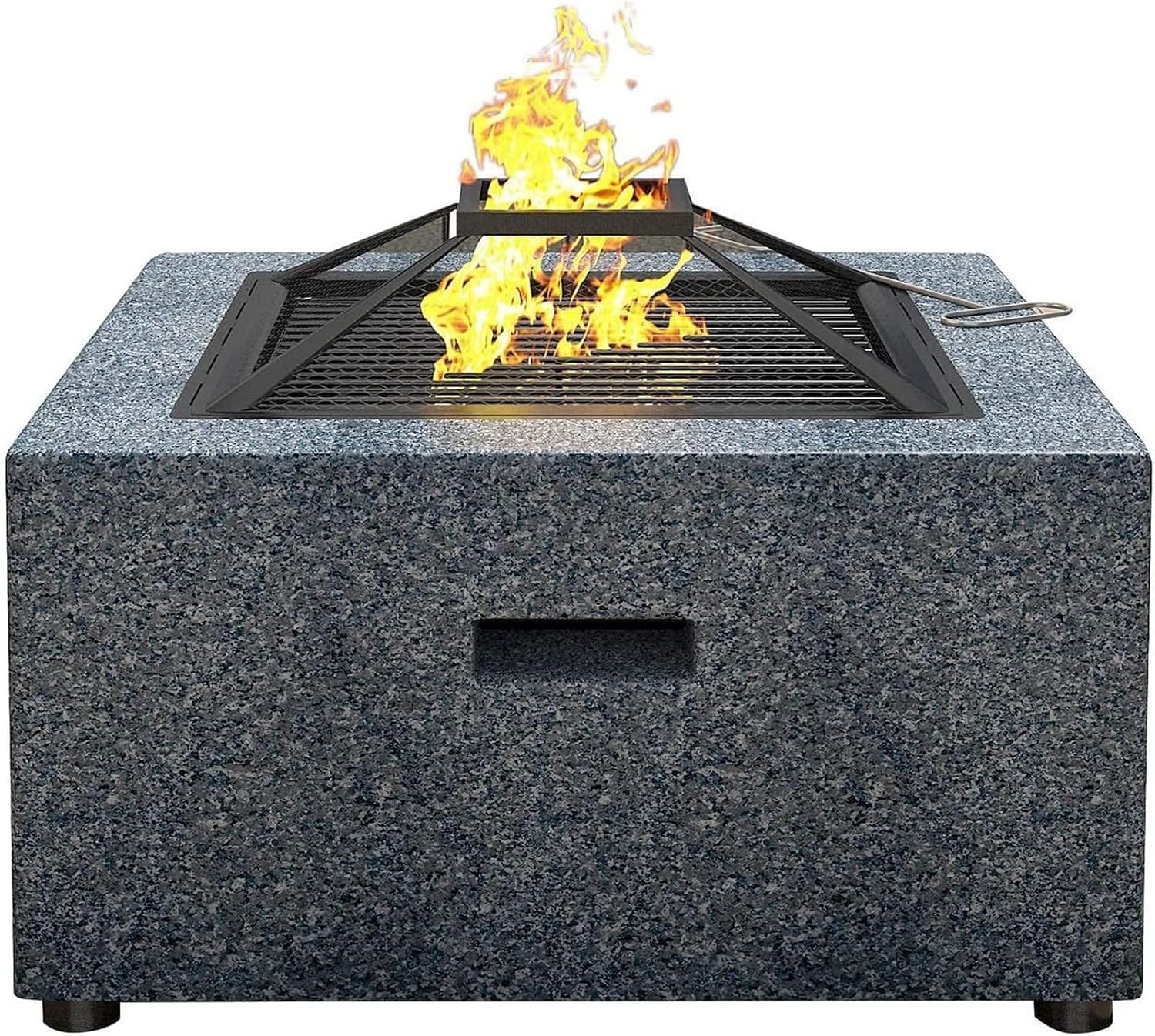 Garden Fire Pit Party Fire Pit Bowl Party Fire Pit with Grill Shelf Fire Bowl Out of Steel with an Edging of Artificial Stone Cover
