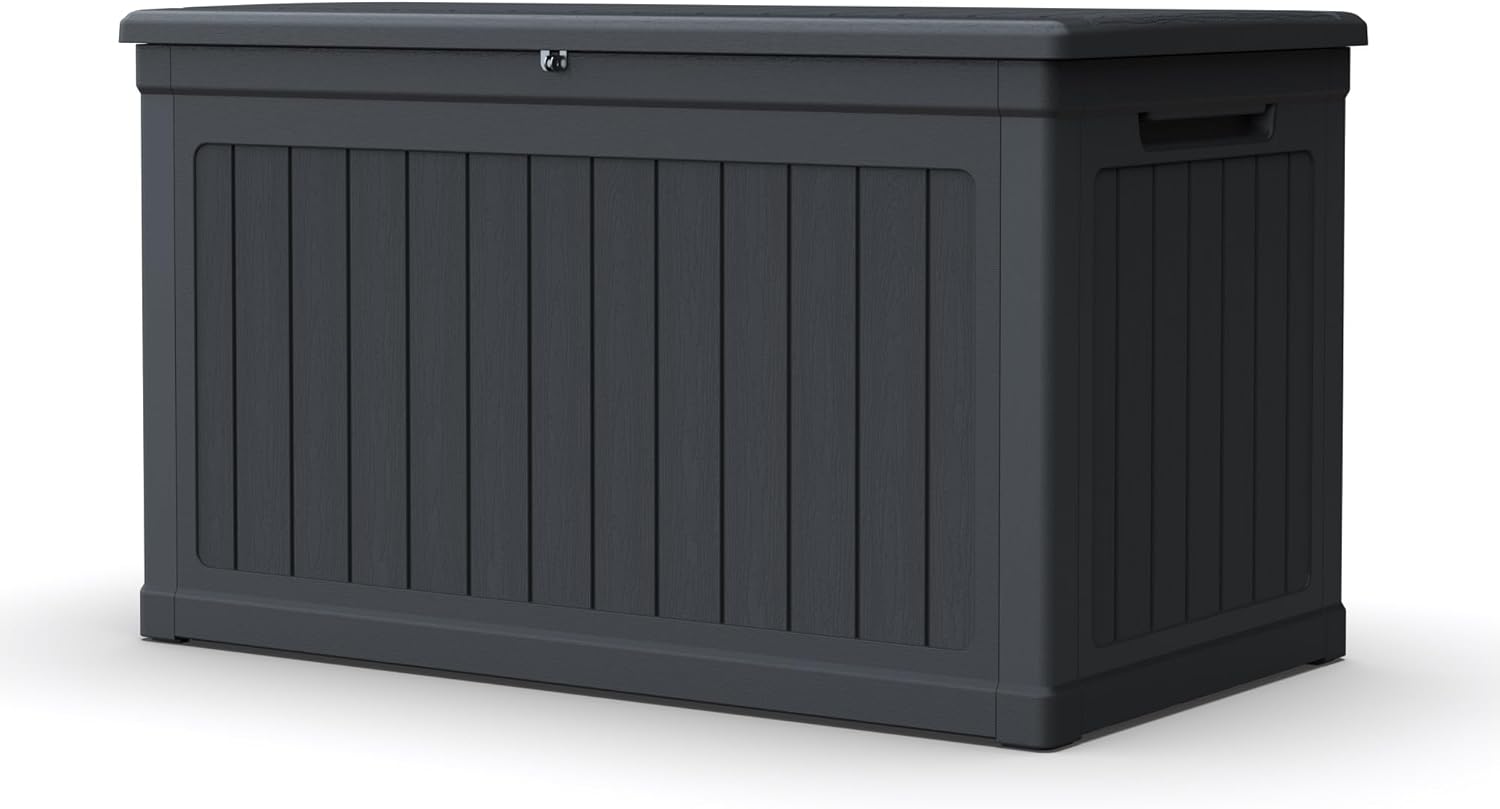 230 Gallon Metal Outdoor Deck Box Waterproof Storage Container with Divider - Weatherproof Patio Furniture Storage Box