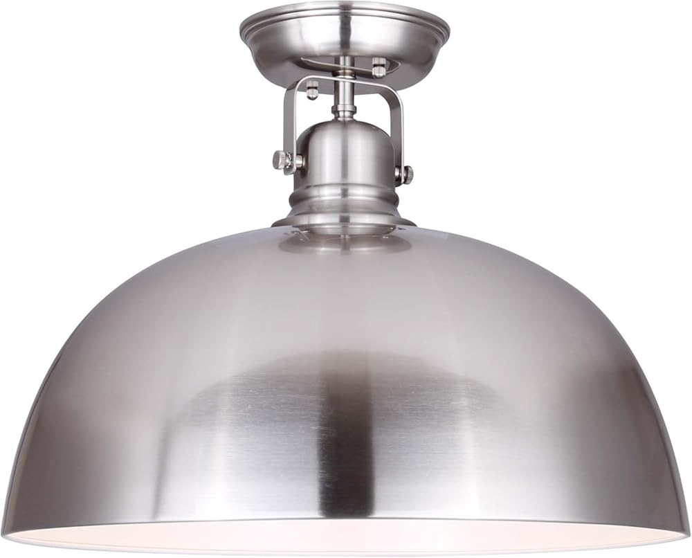 Canarm Polo Flush Mount Ceiling Light, 16-Inch Modern Silver Finish, Uses 100W Type A Bulbs, Easy Install for Hallway, Bedroom, Living Room Lighting