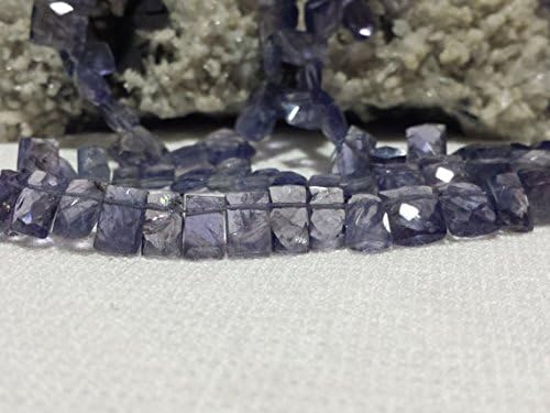 natural iolite top-drilled faceted rectangle beads 8 in. full strand 11mm x 8mm to 9mm x 5mm