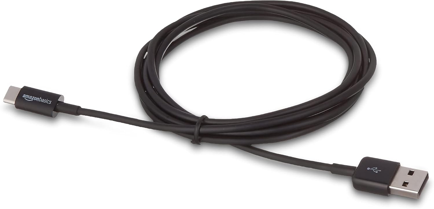 Amazon Basics USB-C to USB-A 2.0 Male Cable, 6 Feet (1.8 Meters), Black, 24 Pack of 5, 120 Count Total