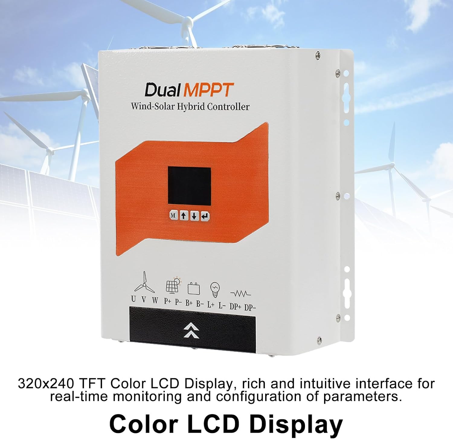 Dual MPPT Wind Solar Hybrid Charge Controller, with Color LCD Display, 5000W 12V/24V/48V, for Solar Power Panels and Wind Turbines 12V/24V