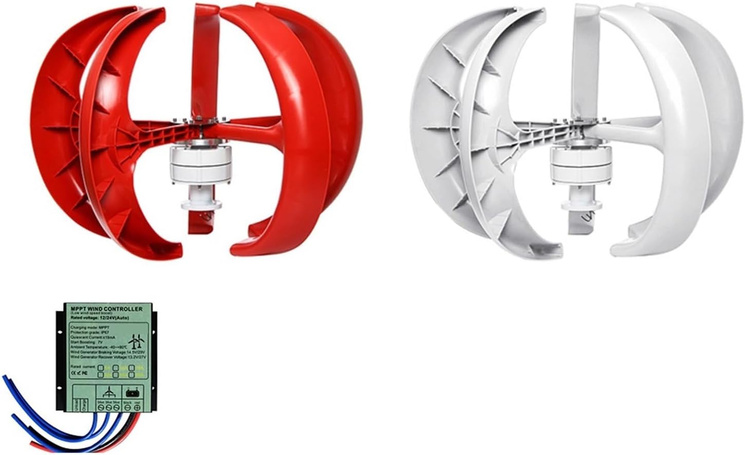 3000W Vertical Wind Turbine 12V 48V Vertical Axis Wind Generator Windmill with MPPT Charging Controller Low Starting Speed for Home(White,Charging CONROL_48V)