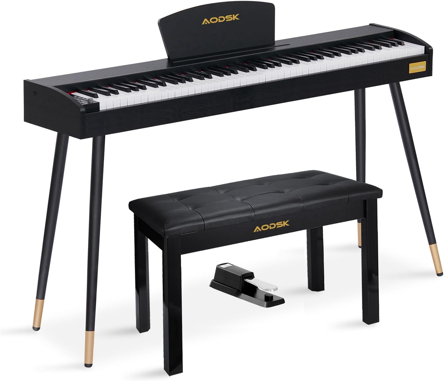 AODSK Beginner Digital Piano 88 Key Keyboard+AODSK Wooden Duet Piano Bench