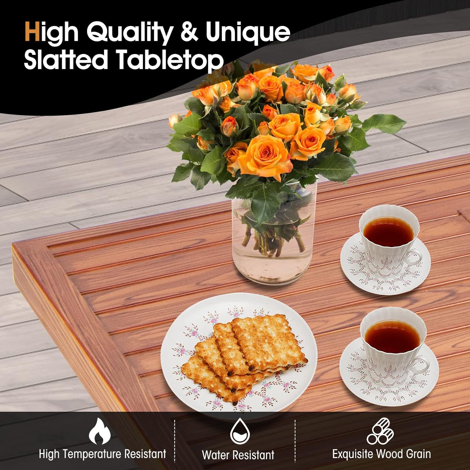 ORALNER Propane Fire Pit Table, 57” Rectangular Outdoor Fire Table 50,000 BTU Fire Pit w/Lid & Lava Rocks Auto Ignition Metal Patio Fireplace, Gas Firepit Table for Outside Yard Balcony Deck, Brown