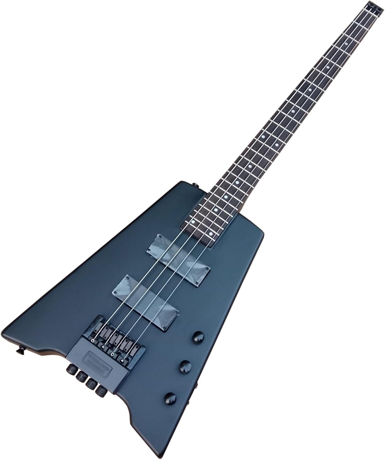 VENEKA Headless Electric Guitar Matte Black 41 Inches 4 Strings Headless Electric Bass Guitar Mahogany Body Rosewood Fingerboard