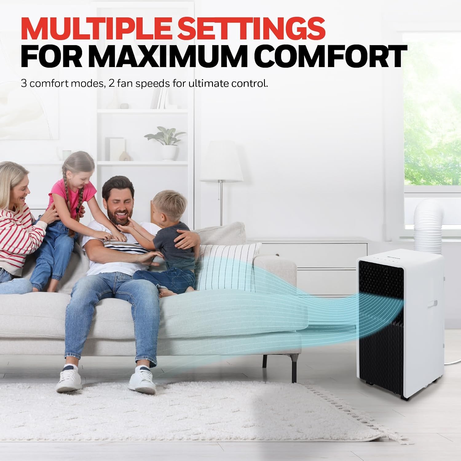 Honeywell 13,500 BTU Slim & Smart WiFi Portable AC with Fan, Dehumidifier, Alexa/Google Home Voice Control – Cools up to 660 Sq. Ft., HX4CESVWG0 (10,000 BTU SACC)