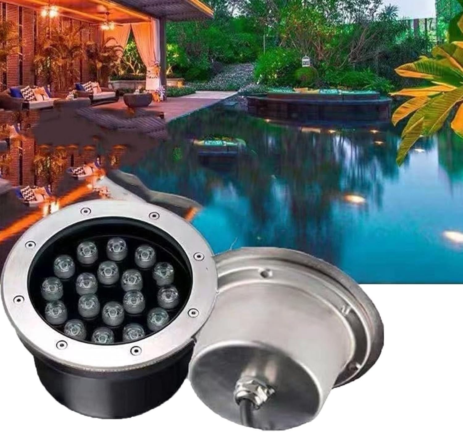 LED Underwater Pond Lights - Submersible LED Fountain Light, 12V Pool Lighting, IP68 Waterproof Recessed Landscape Spotlight, for Garden Fountain(RGB,24W)