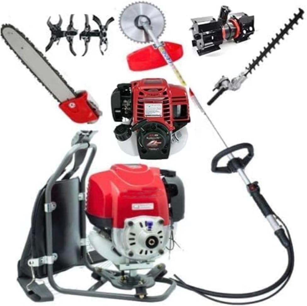 GX35 Backpack 5 in 1 Brush Cutter Gas Powered weedeater Hedge Trimmer Edger Pruning Tool rototiller Cultivator