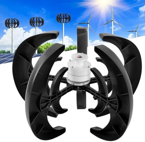 10000W Vertical Wind Turbine Generator Kit - 5 Blade 12V/24V Windmill with Controller, Ideal for Home & Streetlight Power Solutions, Energy Efficient, Blue-24V