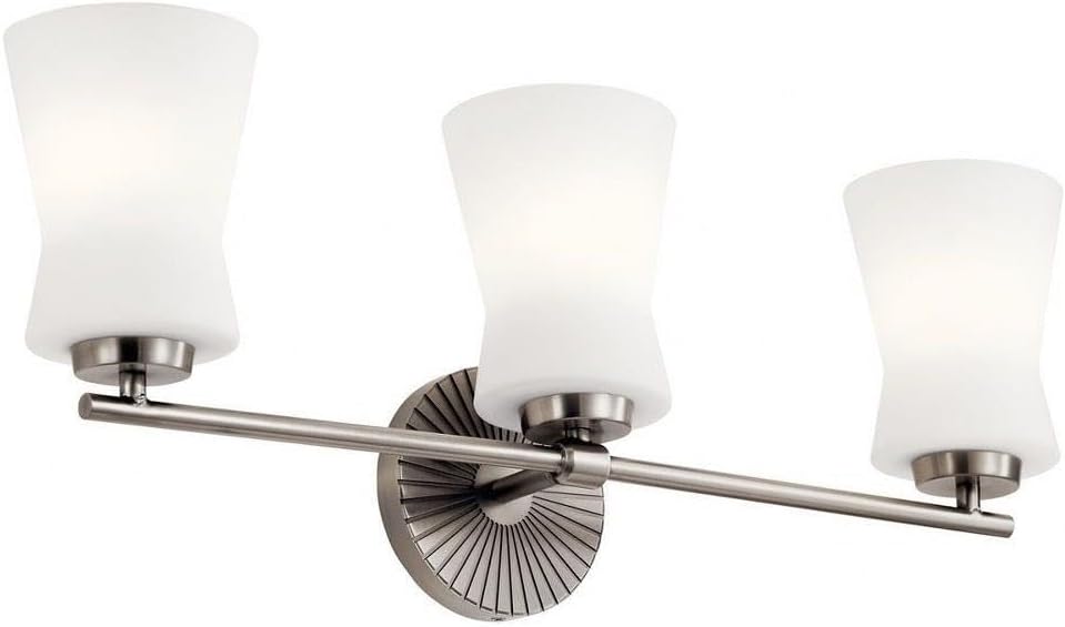 Kichler Brianne 24.5 Inch 3 Light Vanity Light with Satin Etched Cased Opal Glass in Classic Pewter