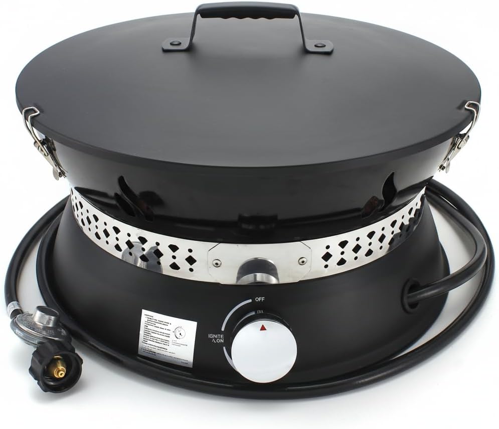 58,000 BTU Smokeless Propane Fire Pit, 19-inch Portable Fire Pit Table with Cover & Carry Straps, Push Button Ignition for Outdoor Camping, RV, Patio, Backyard