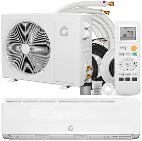 GarveeHome 18000 BTU Mini Split Air Conditioner Heat Pump System, 19 SEER2 6-in-1 Inverter Mini Split AC/Heating System, Ductless Wall Mount AC Unit Cool Up to 1250 Sq. Ft, Installation Kits, 230V