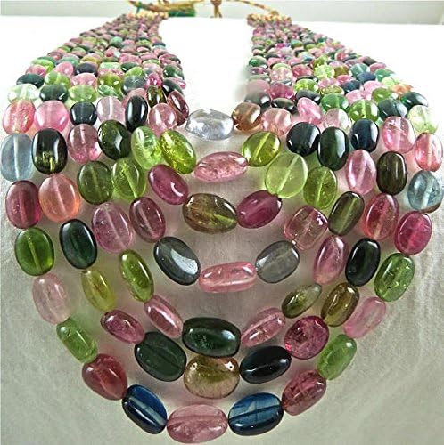 Natural MULTI TOURMALINE Long Bead NECKLACE 19 INCHES 12MM TO 4MM