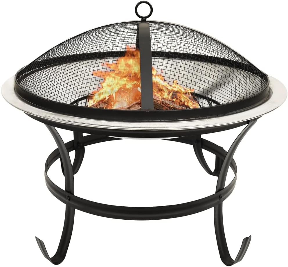 Outdoor Bonfire Pit,2-in-1 Fire Pit and BBQ with Poker, Outdoor Wood Burning Grill, for Camping Picnic Bonfire Patio Backyard Garden Beaches Park，22