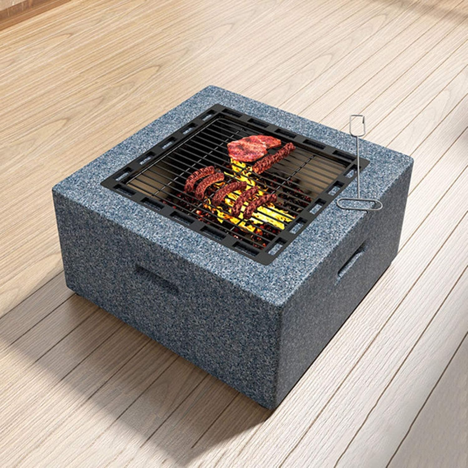 Garden Fire Pit Party Fire Pit Bowl Party Fire Pit with Grill Shelf Fire Bowl Out of Steel with an Edging of Artificial Stone Cover
